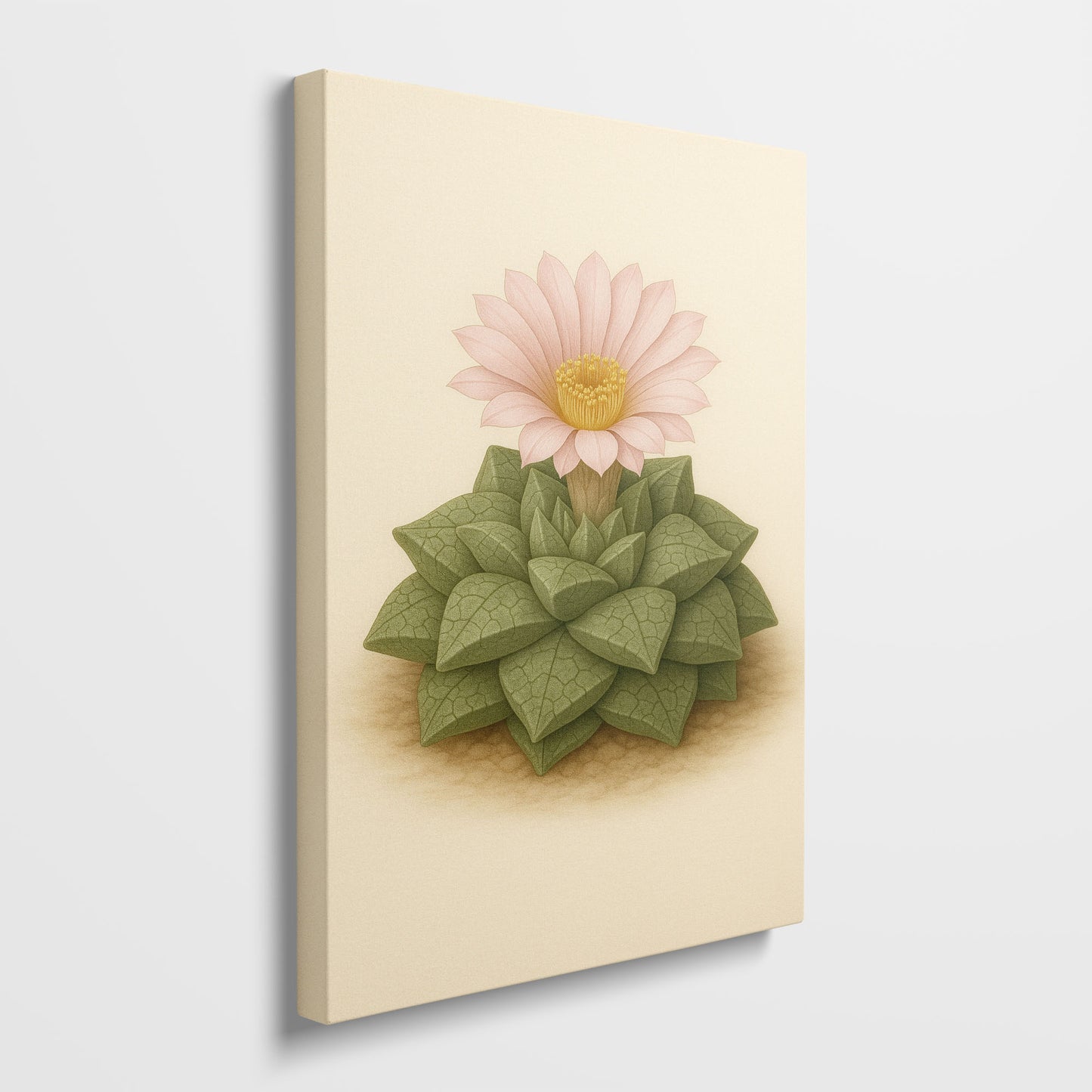 Haworthia Succulent Rosette Illustration - Minimalist Plant Canvas Art