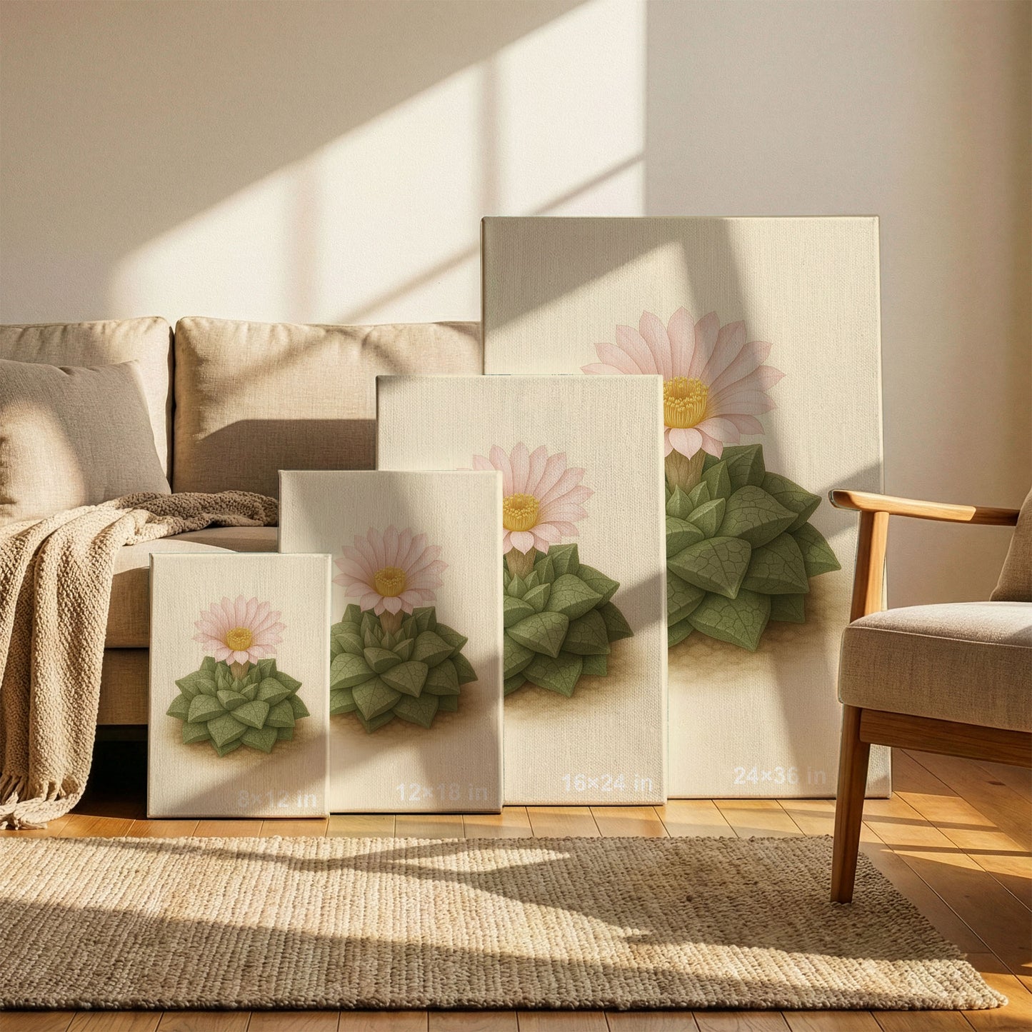 Haworthia Succulent Rosette Illustration - Minimalist Plant Canvas Art