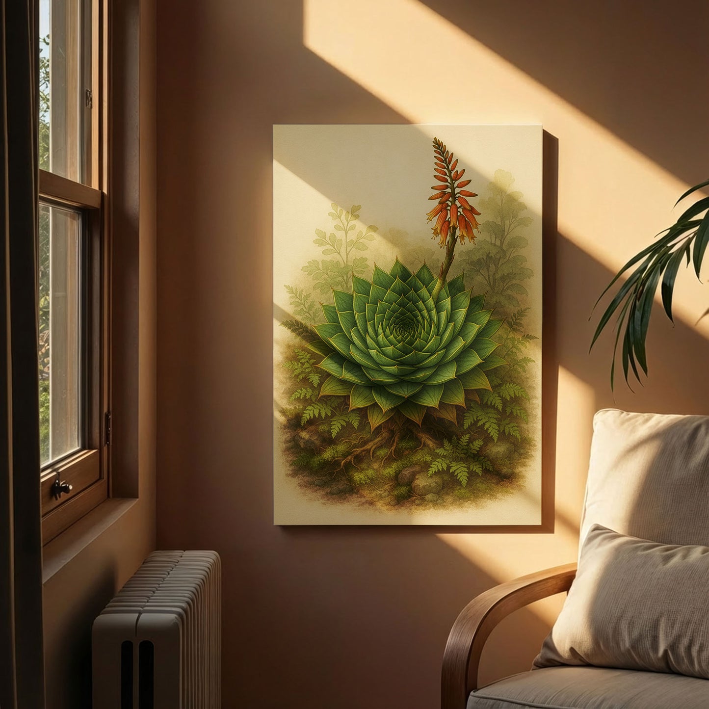 Flowering Aloe Botanical Illustration - Elegant Plant Canvas Wall Art