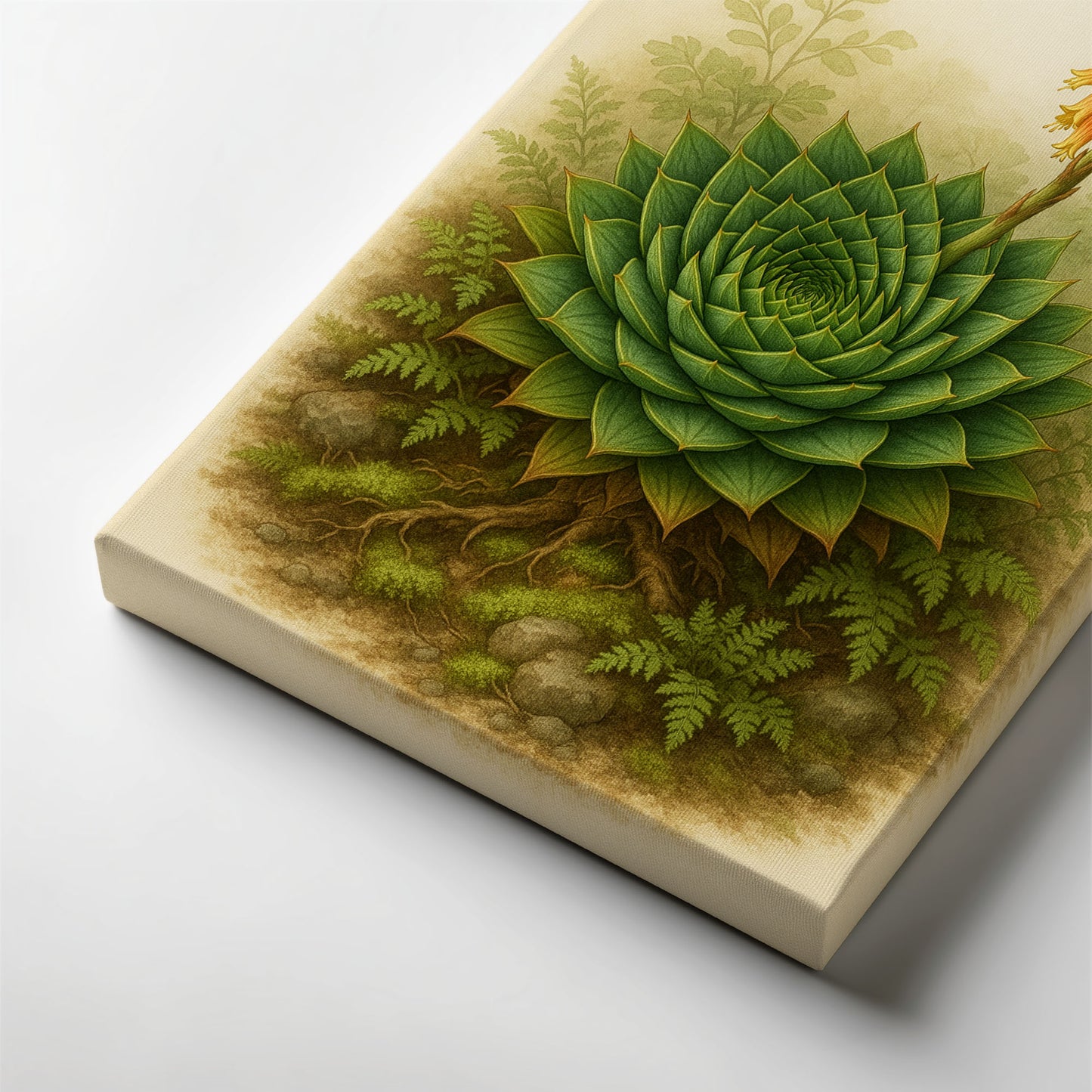 Flowering Aloe Botanical Illustration - Elegant Plant Canvas Wall Art