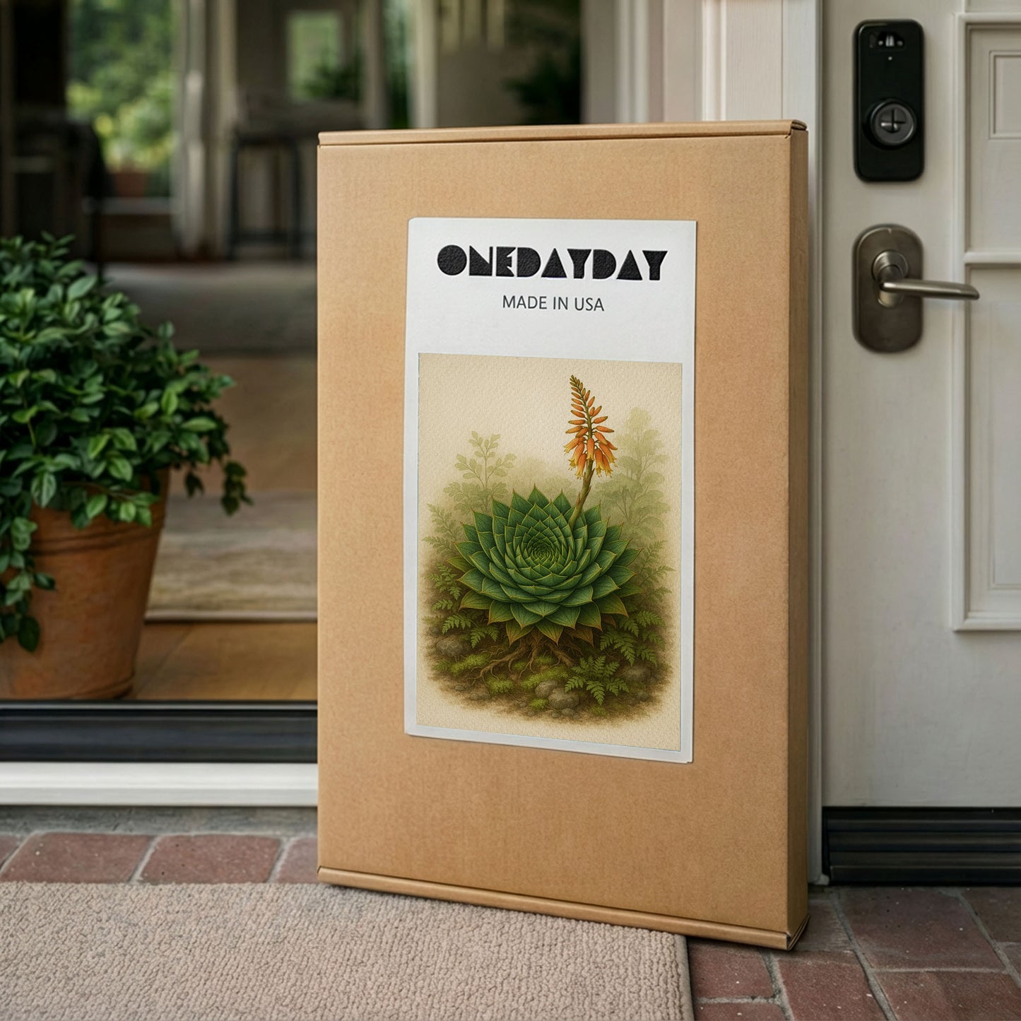 Flowering Aloe Botanical Illustration - Elegant Plant Canvas Wall Art