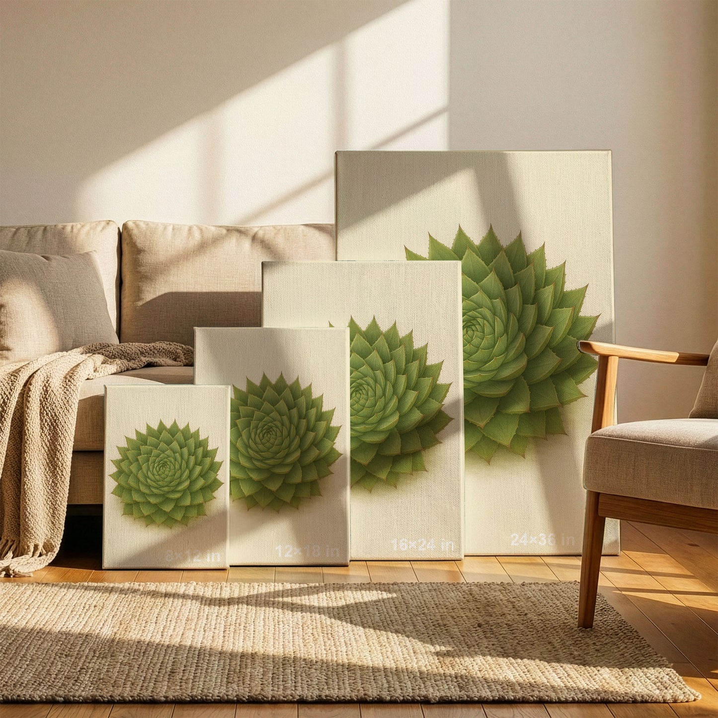 Succulent Rosette Illustration - Sculptural Botanical Canvas Wall Art