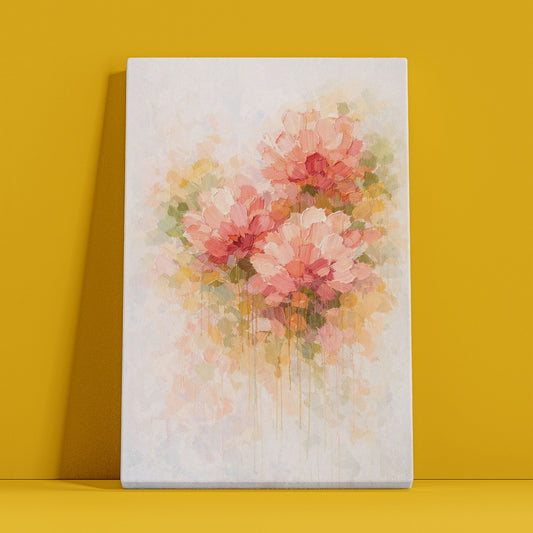 Coral Blossom Floral Canvas Wall Art – Modern Abstract Flower Painting