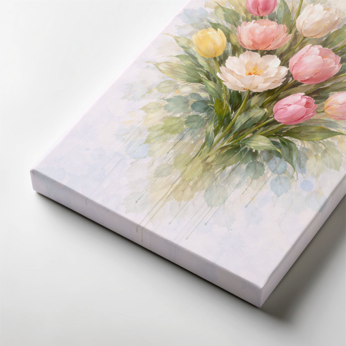 Pastel Tulip Floral Canvas Wall Art – Soft Botanical Flower Painting
