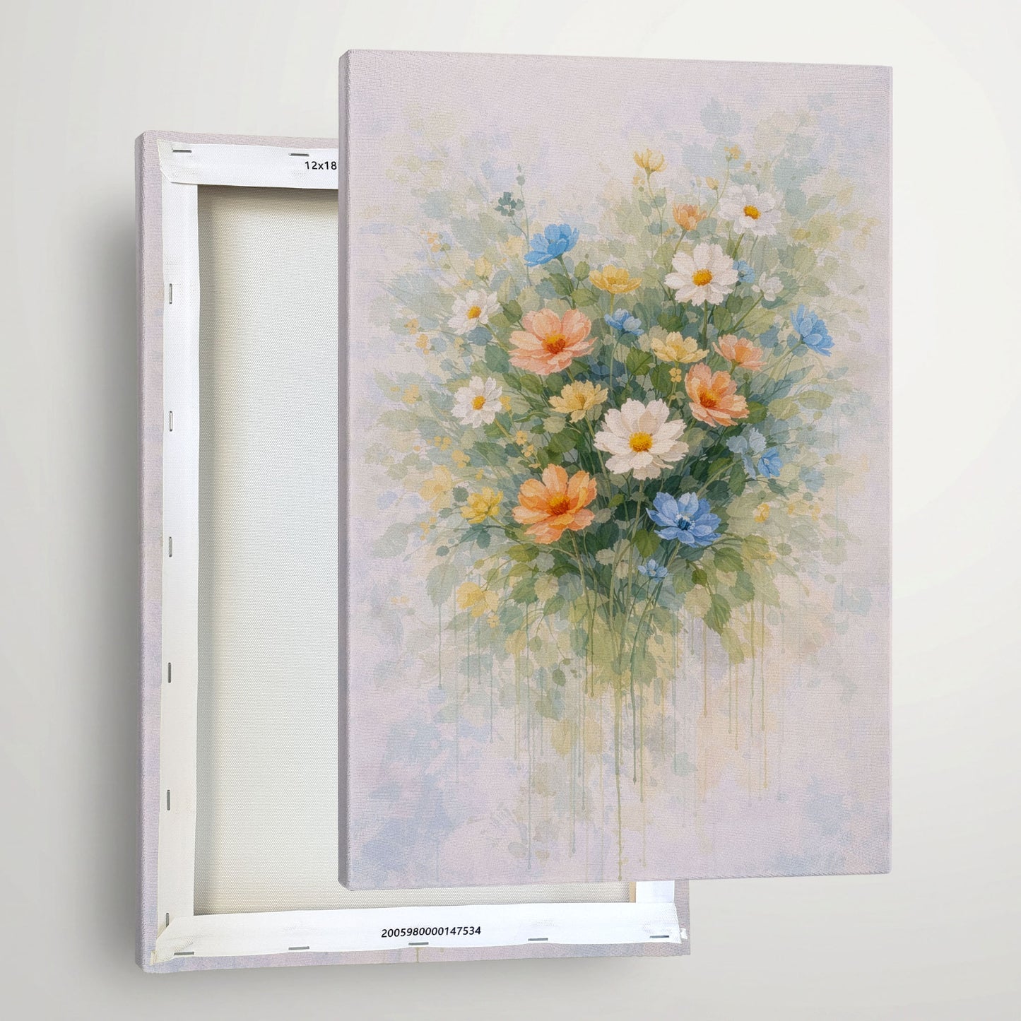 Wildflower Floral Canvas Wall Art – Soft Abstract Garden Painting