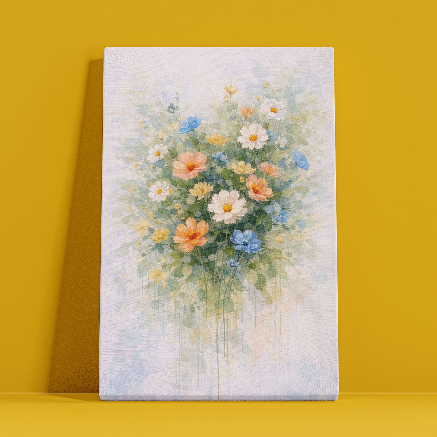 Wildflower Floral Canvas Wall Art – Soft Abstract Garden Painting
