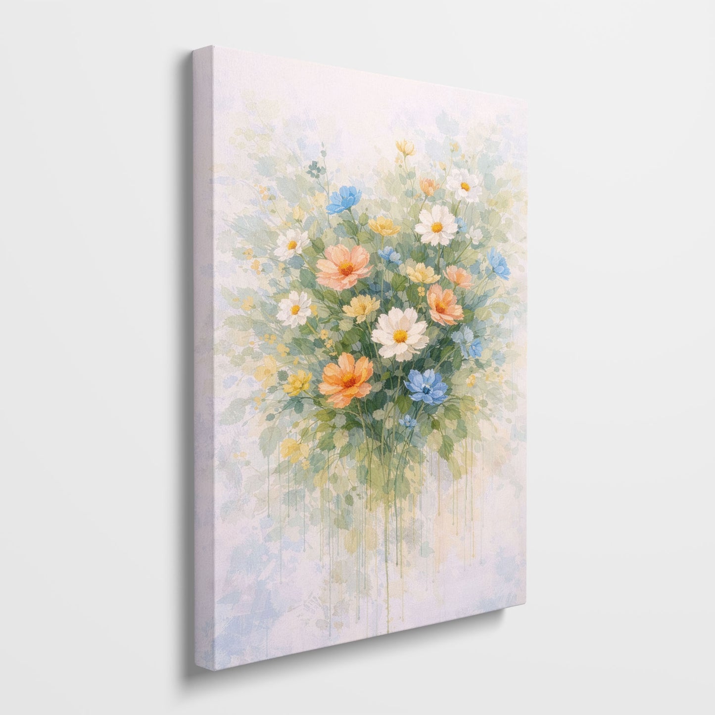 Wildflower Floral Canvas Wall Art – Soft Abstract Garden Painting