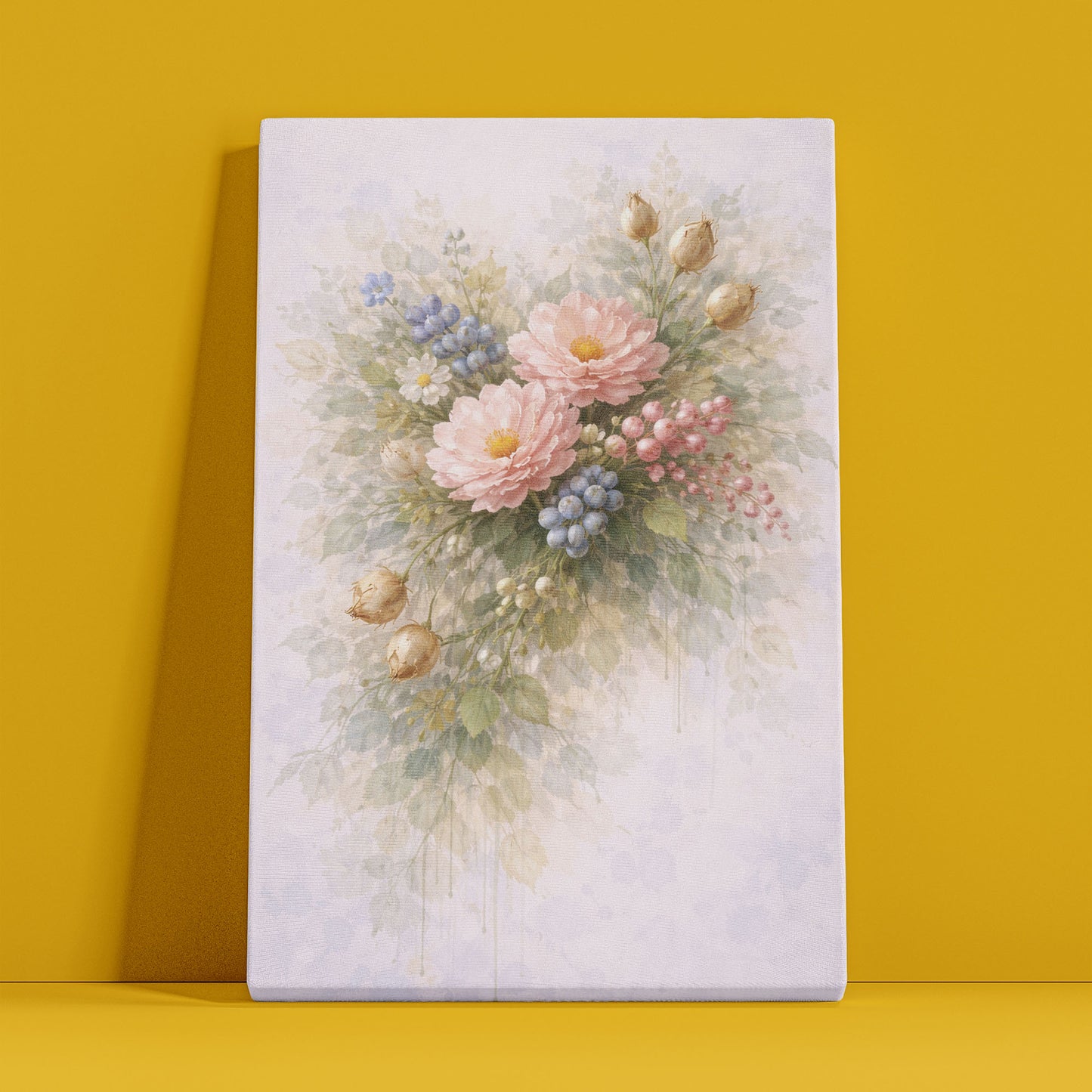 Green Botanical Canvas Wall Art – Minimal Abstract Foliage Painting