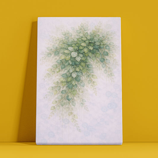 Soft Green Botanical Canvas Wall Art – Minimal Leaf Abstract Nature Decor