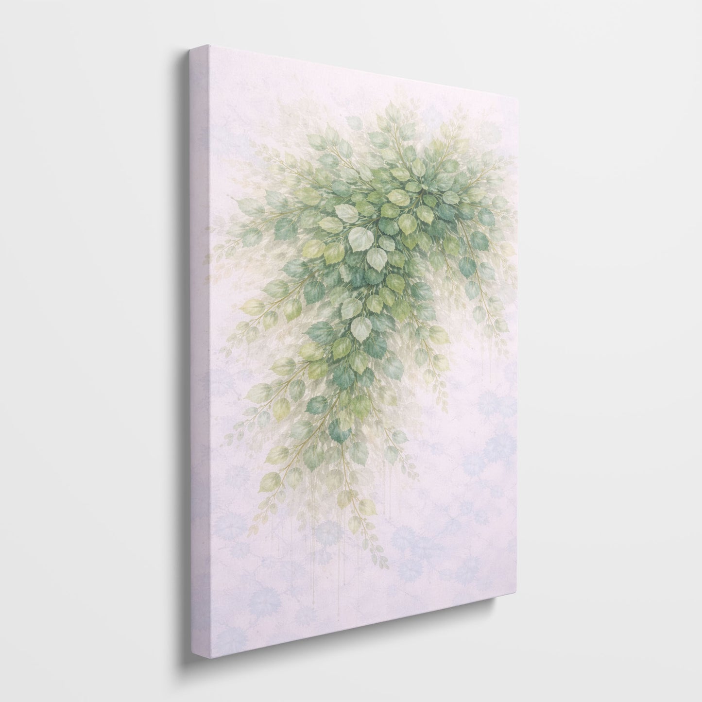 Soft Green Botanical Canvas Wall Art – Minimal Leaf Abstract Nature Decor