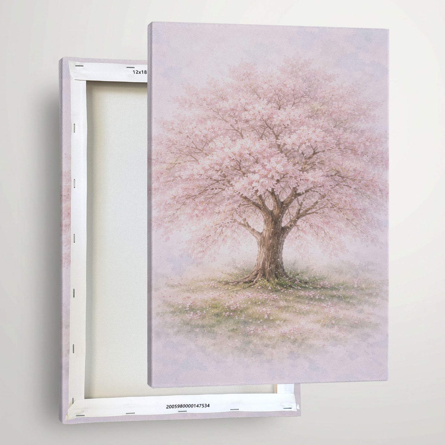 Cherry Blossom Tree Canvas Wall Art - Soft Pink Floral Nature Decor