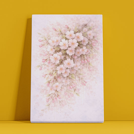 Cherry Blossom Branch Canvas Wall Art - Delicate Pink Floral Decor