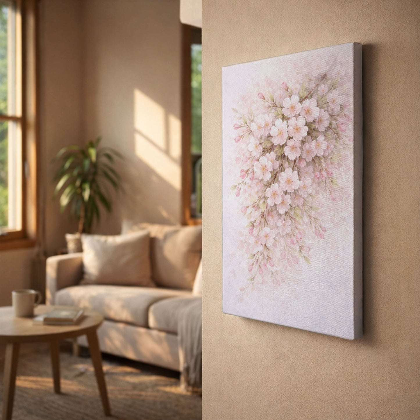 Cherry Blossom Branch Canvas Wall Art - Delicate Pink Floral Decor