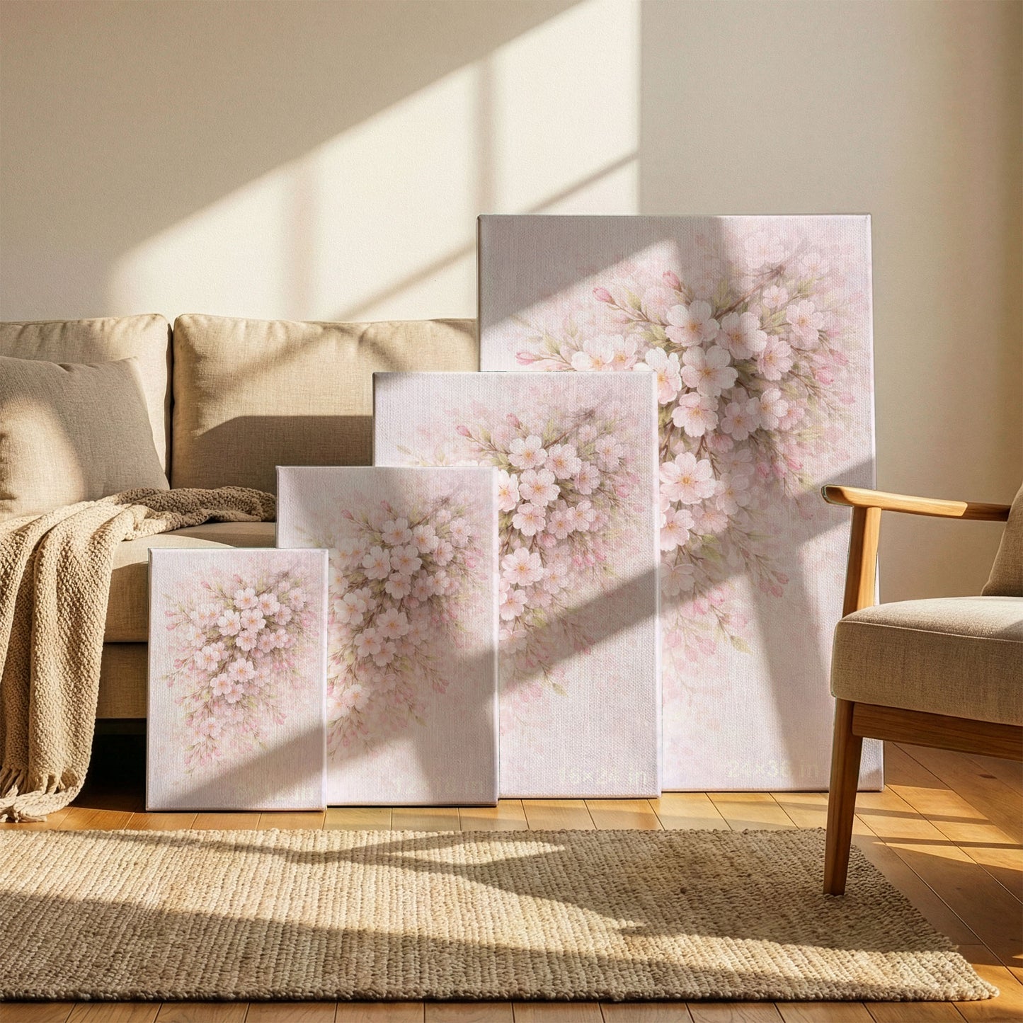 Cherry Blossom Branch Canvas Wall Art - Delicate Pink Floral Decor