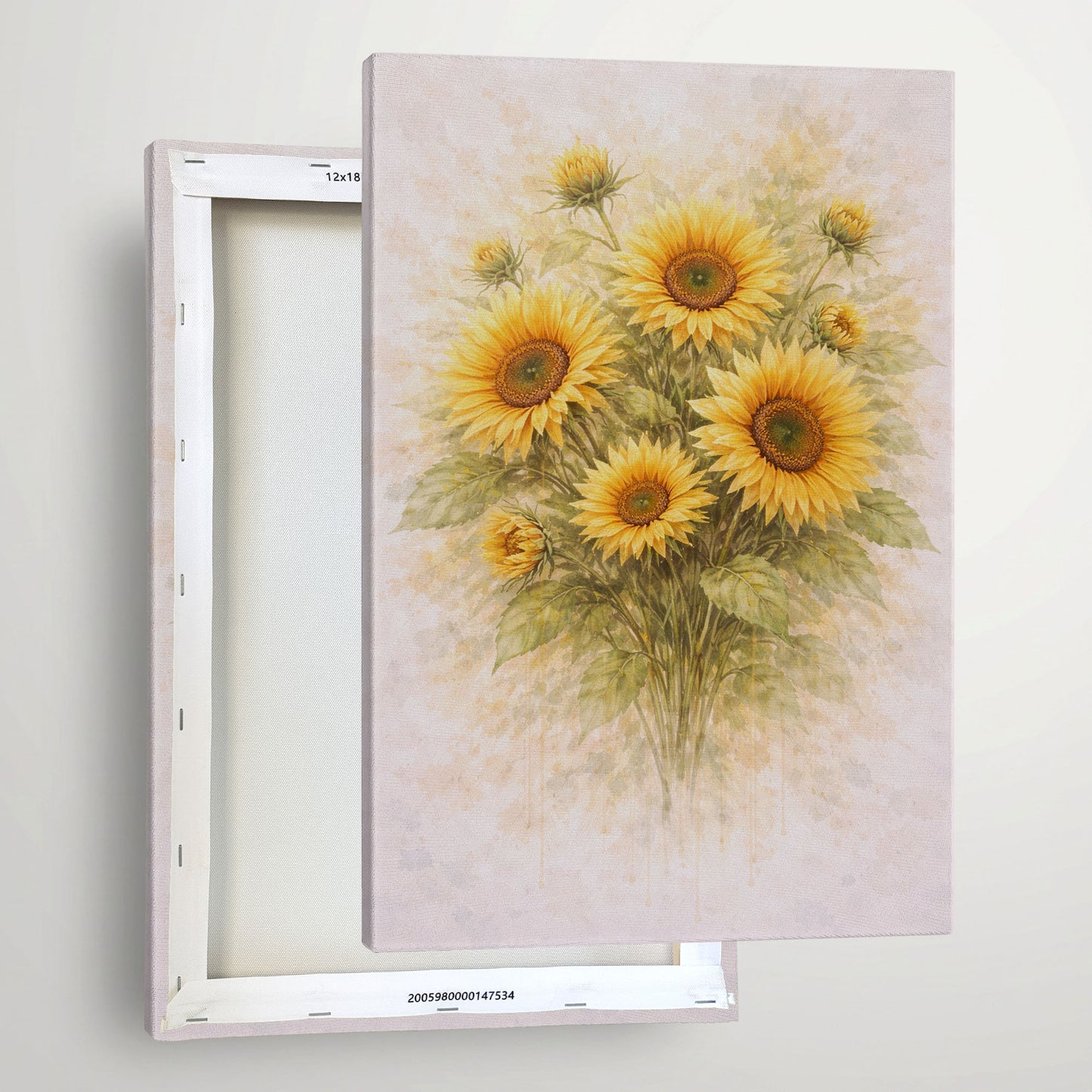 Sunflower Bouquet Illustration – Warm Yellow Floral Wall Art