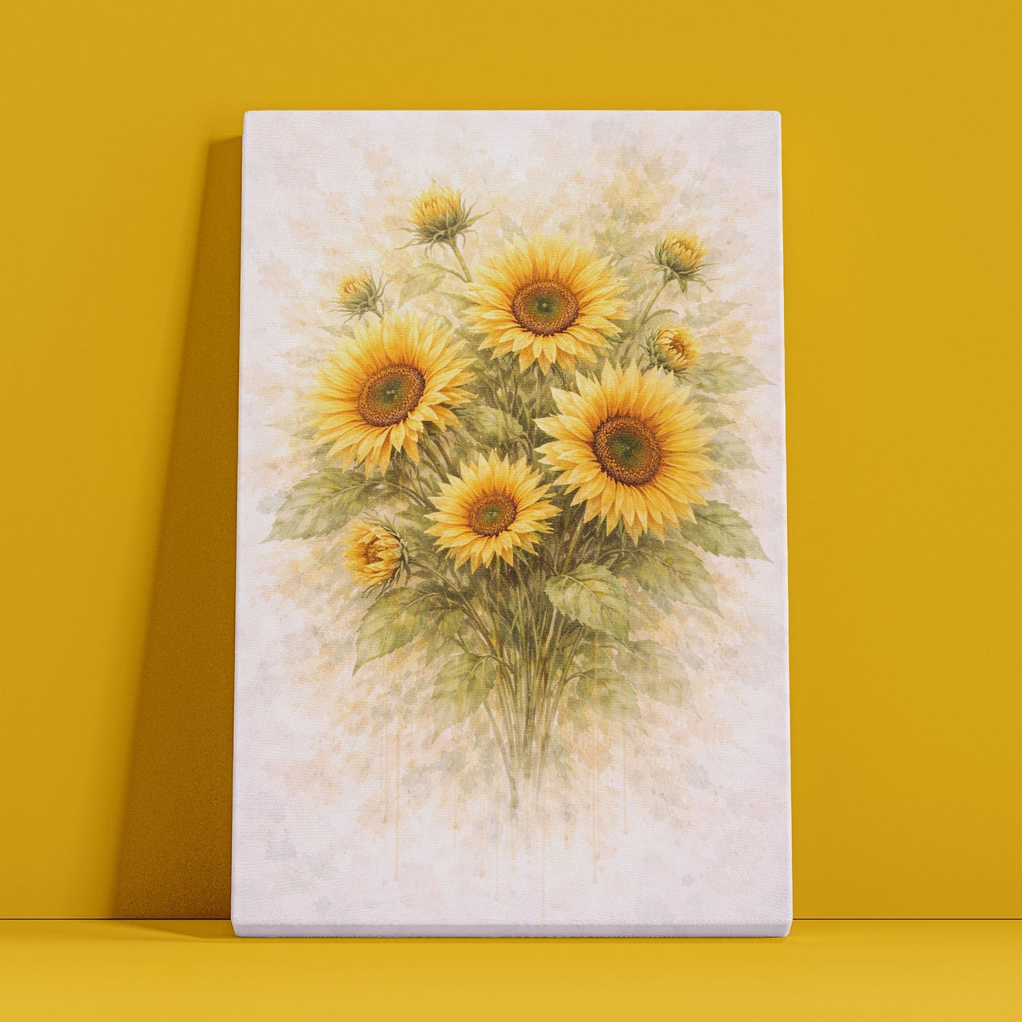 Sunflower Bouquet Illustration – Warm Yellow Floral Wall Art