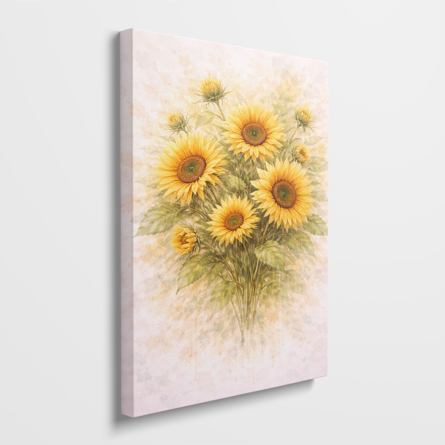 Sunflower Bouquet Illustration – Warm Yellow Floral Wall Art
