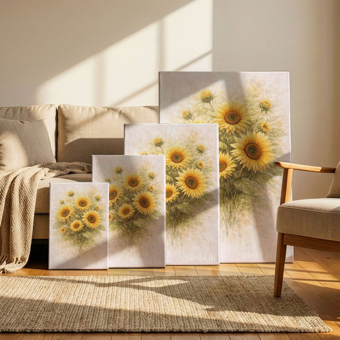 Sunflower Bouquet Illustration – Warm Yellow Floral Wall Art