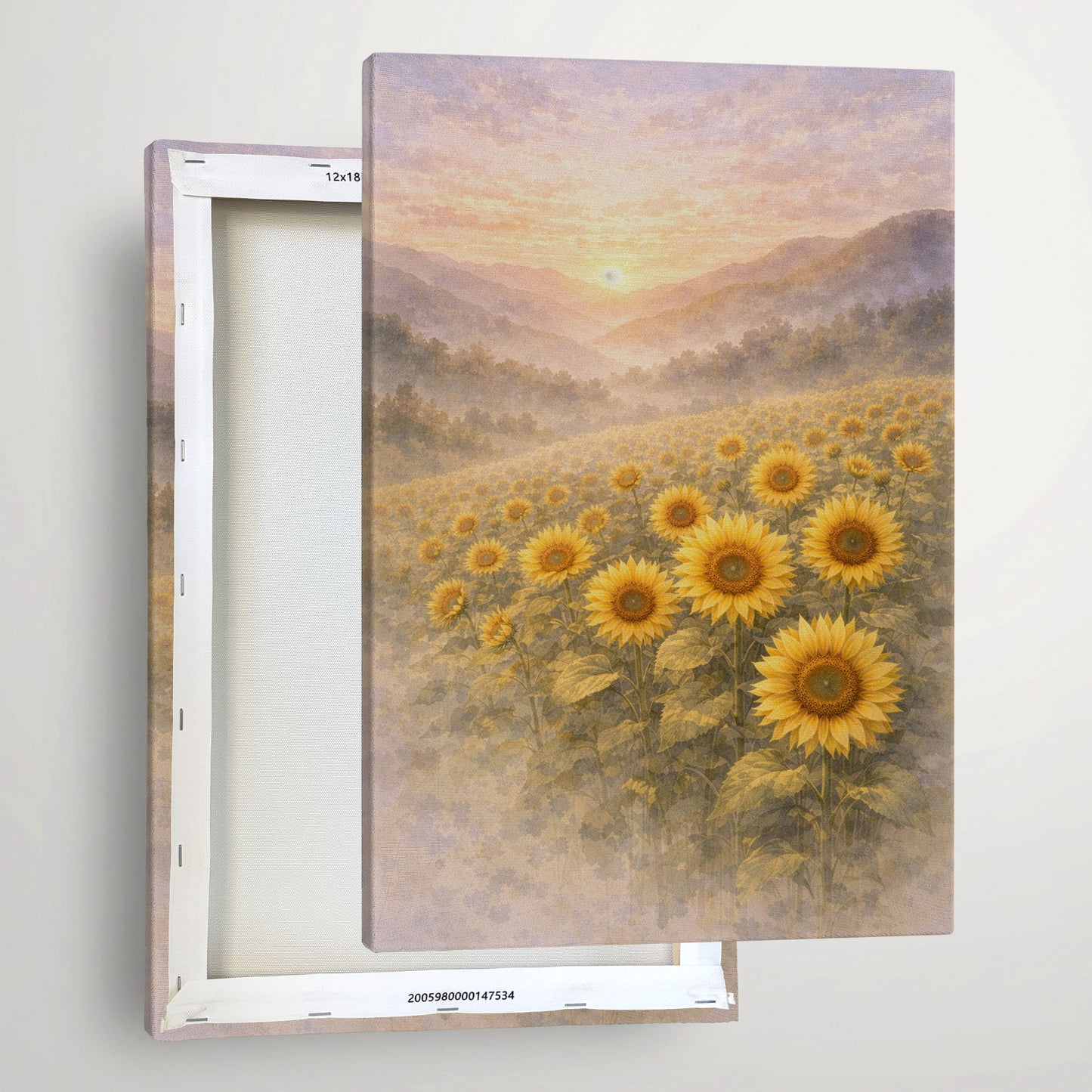Sunflower Field at Sunrise – Golden Landscape Wall Art