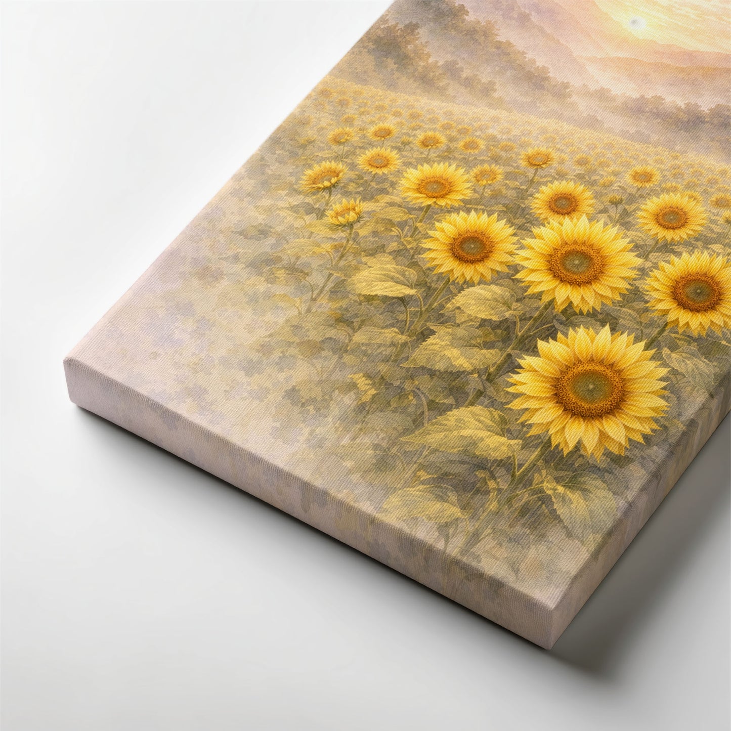 Sunflower Field at Sunrise – Golden Landscape Wall Art