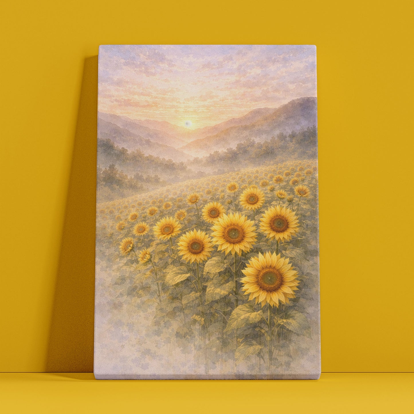 Sunflower Field at Sunrise – Golden Landscape Wall Art