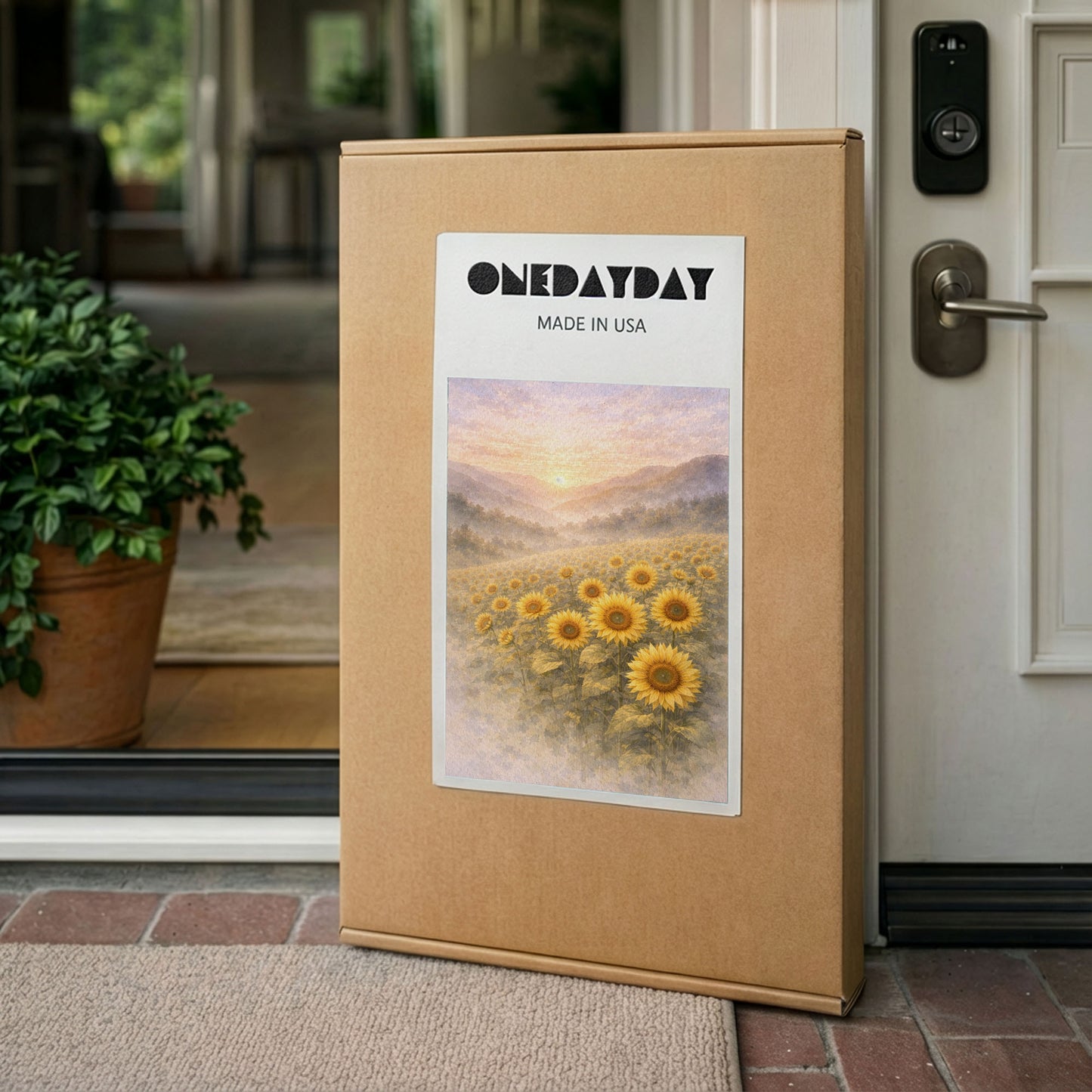 Sunflower Field at Sunrise – Golden Landscape Wall Art