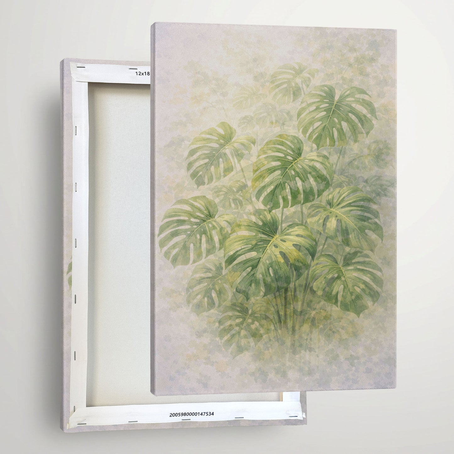 Monstera Leaves Botanical Illustration – Soft Green Tropical Wall Art