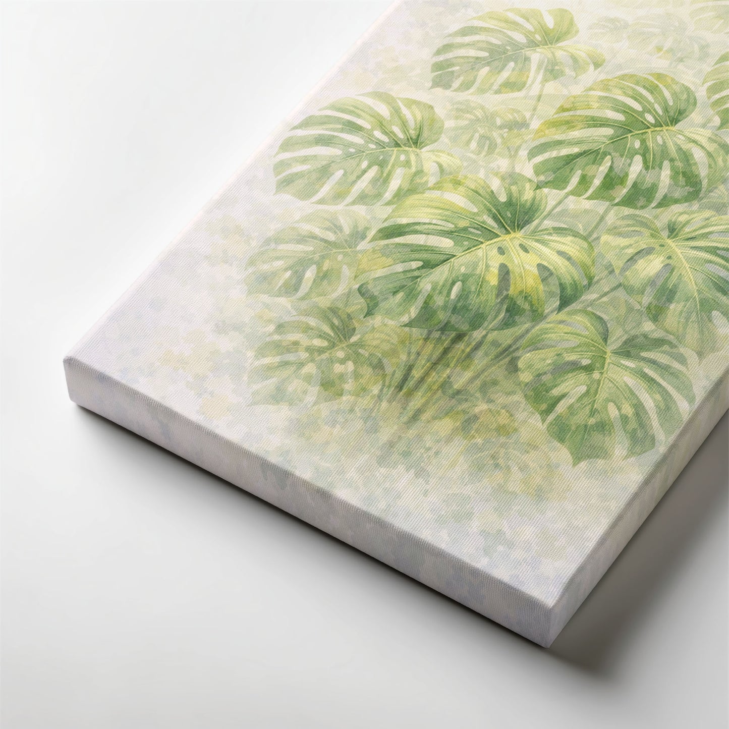 Monstera Leaves Botanical Illustration – Soft Green Tropical Wall Art