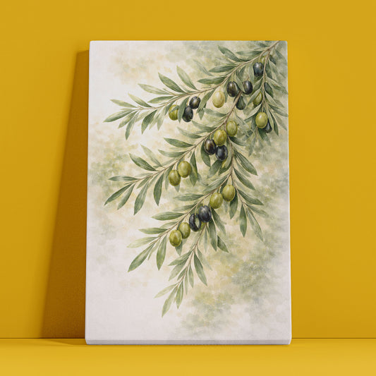 Olive Branch Botanical Illustration – Mediterranean Greenery Wall Art