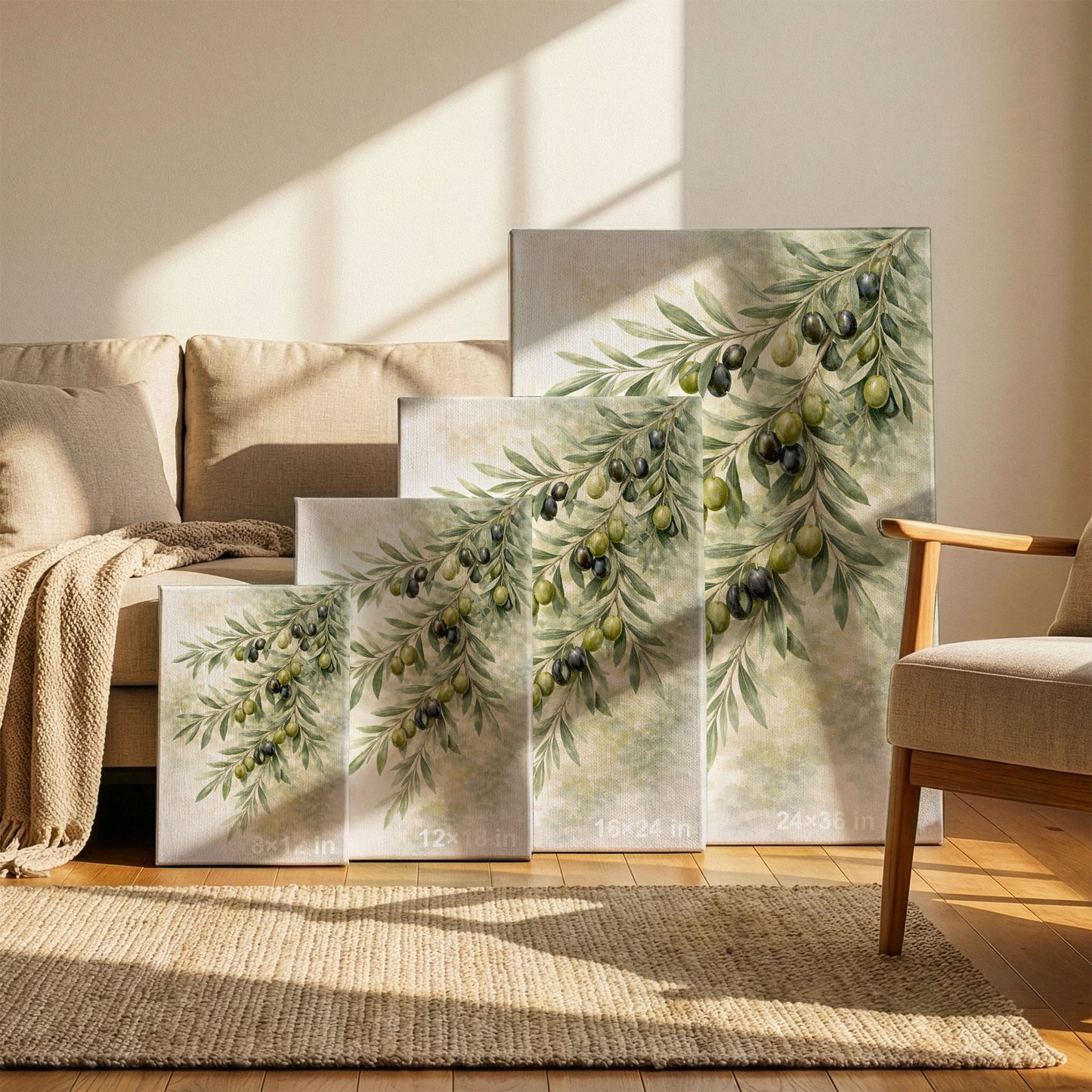 Olive Branch Botanical Illustration – Mediterranean Greenery Wall Art