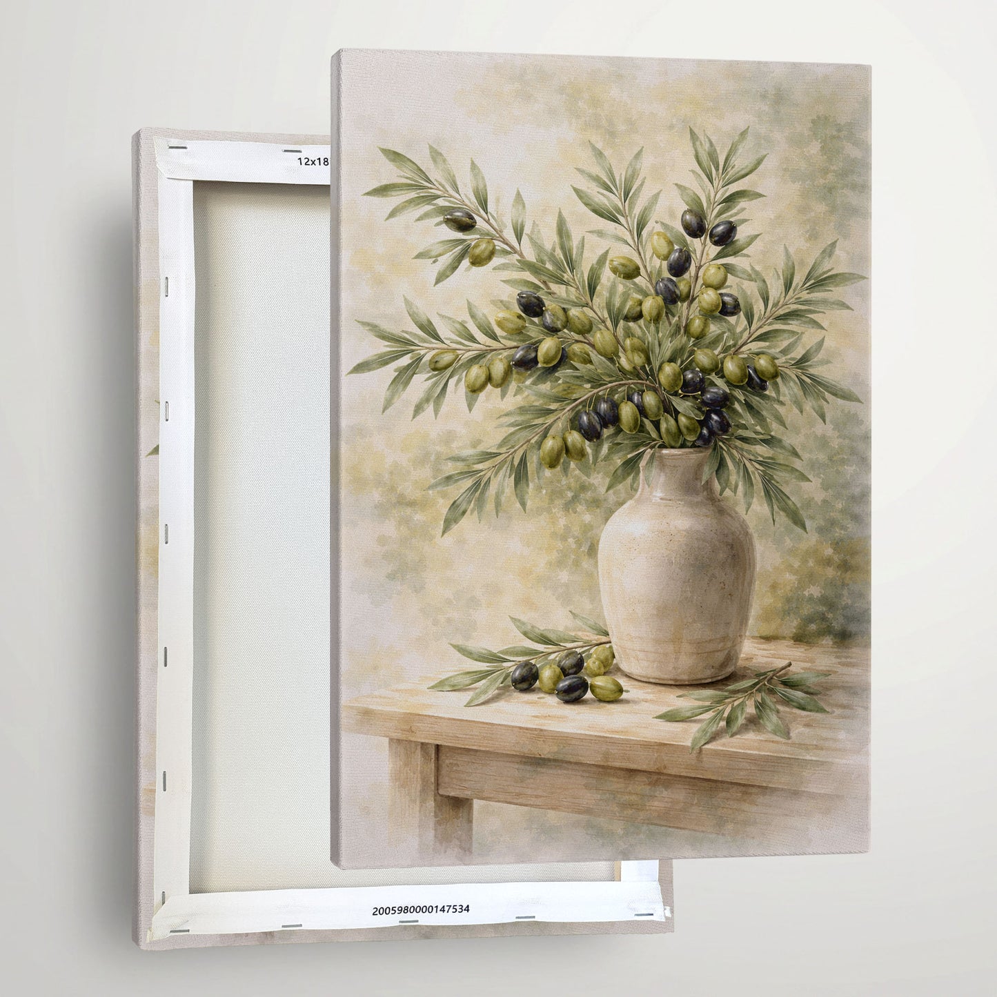 Olive Branch Still Life – Rustic Mediterranean Botanical Wall Art