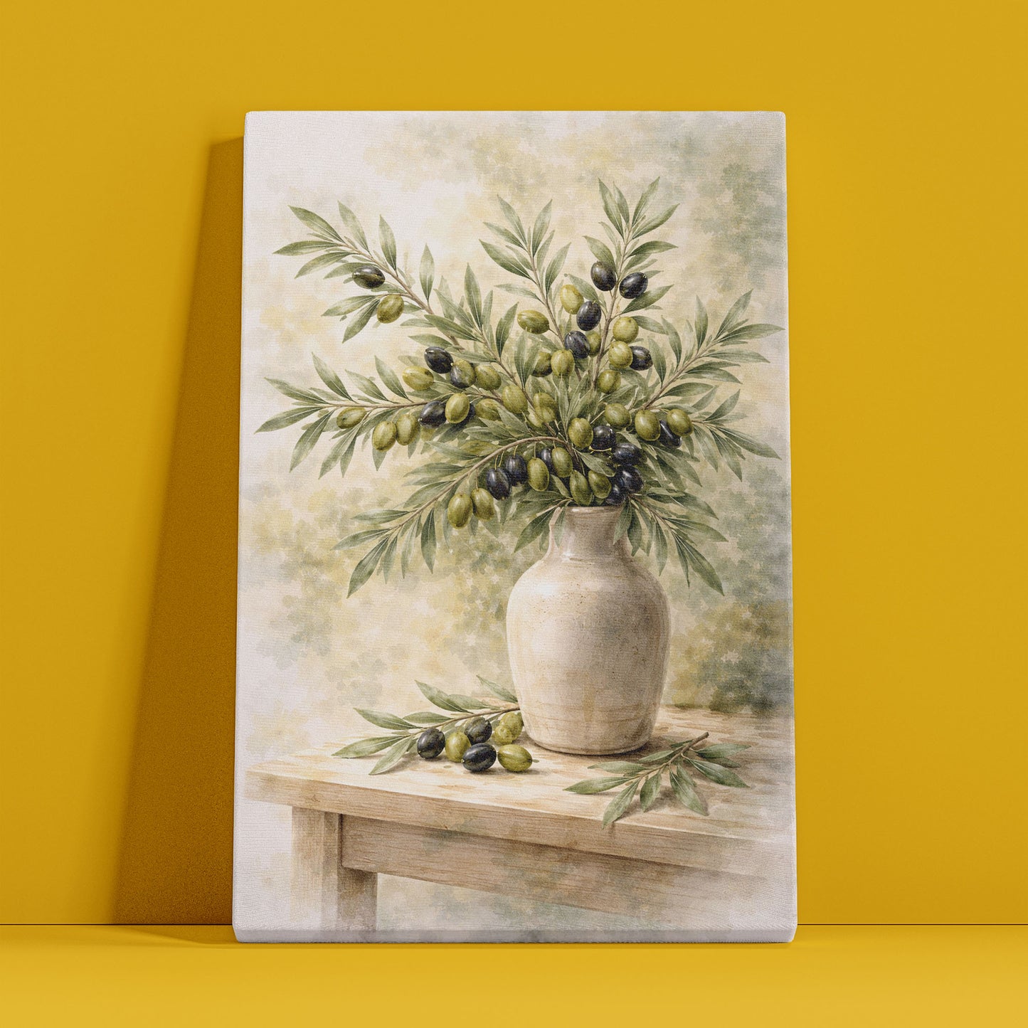 Olive Branch Still Life – Rustic Mediterranean Botanical Wall Art