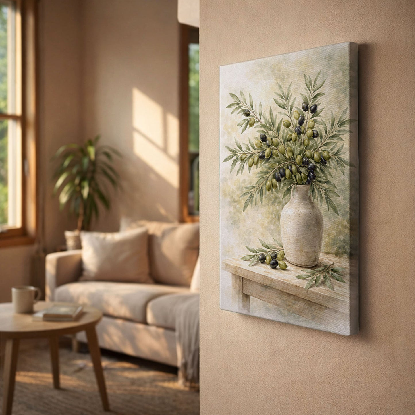 Olive Branch Still Life – Rustic Mediterranean Botanical Wall Art