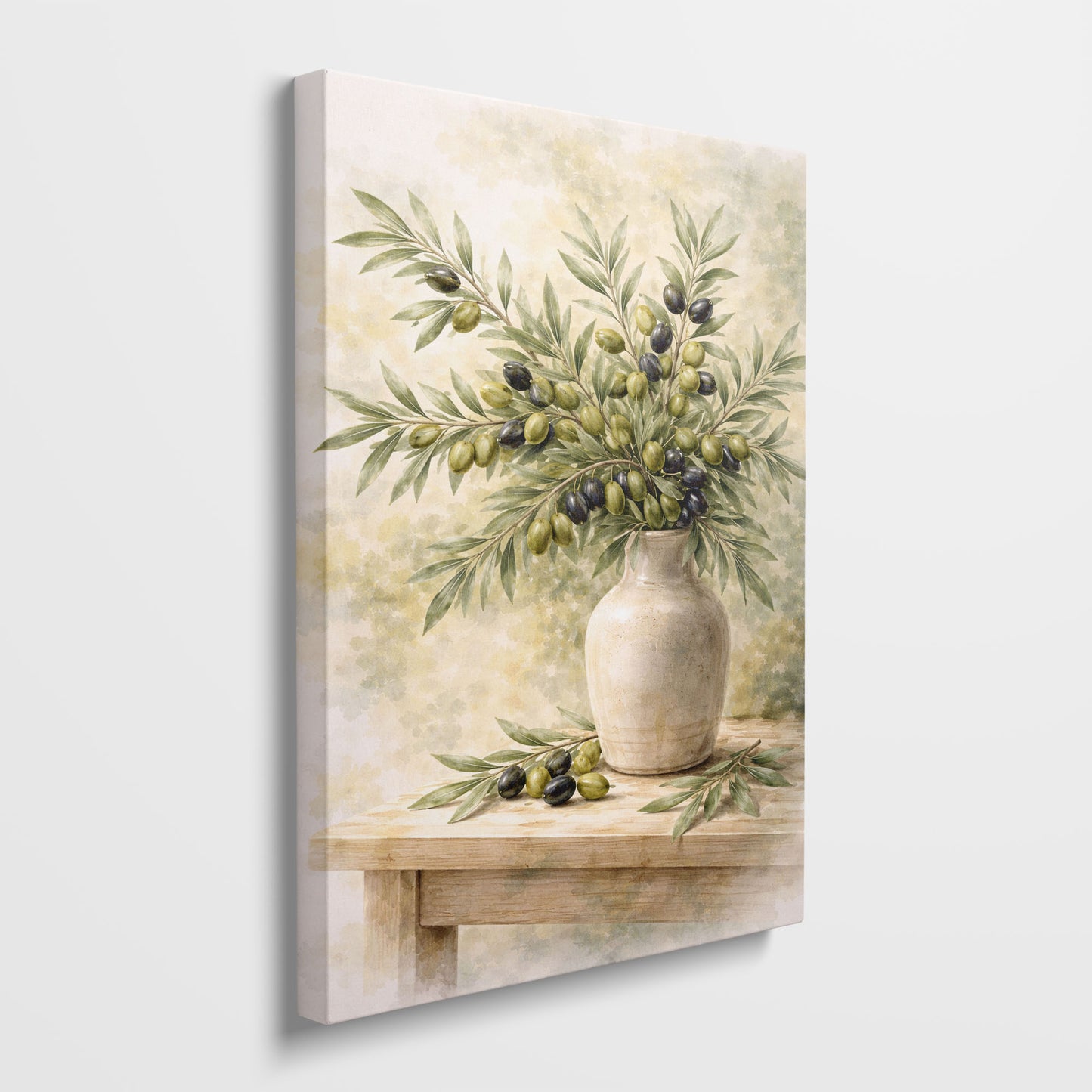 Olive Branch Still Life – Rustic Mediterranean Botanical Wall Art