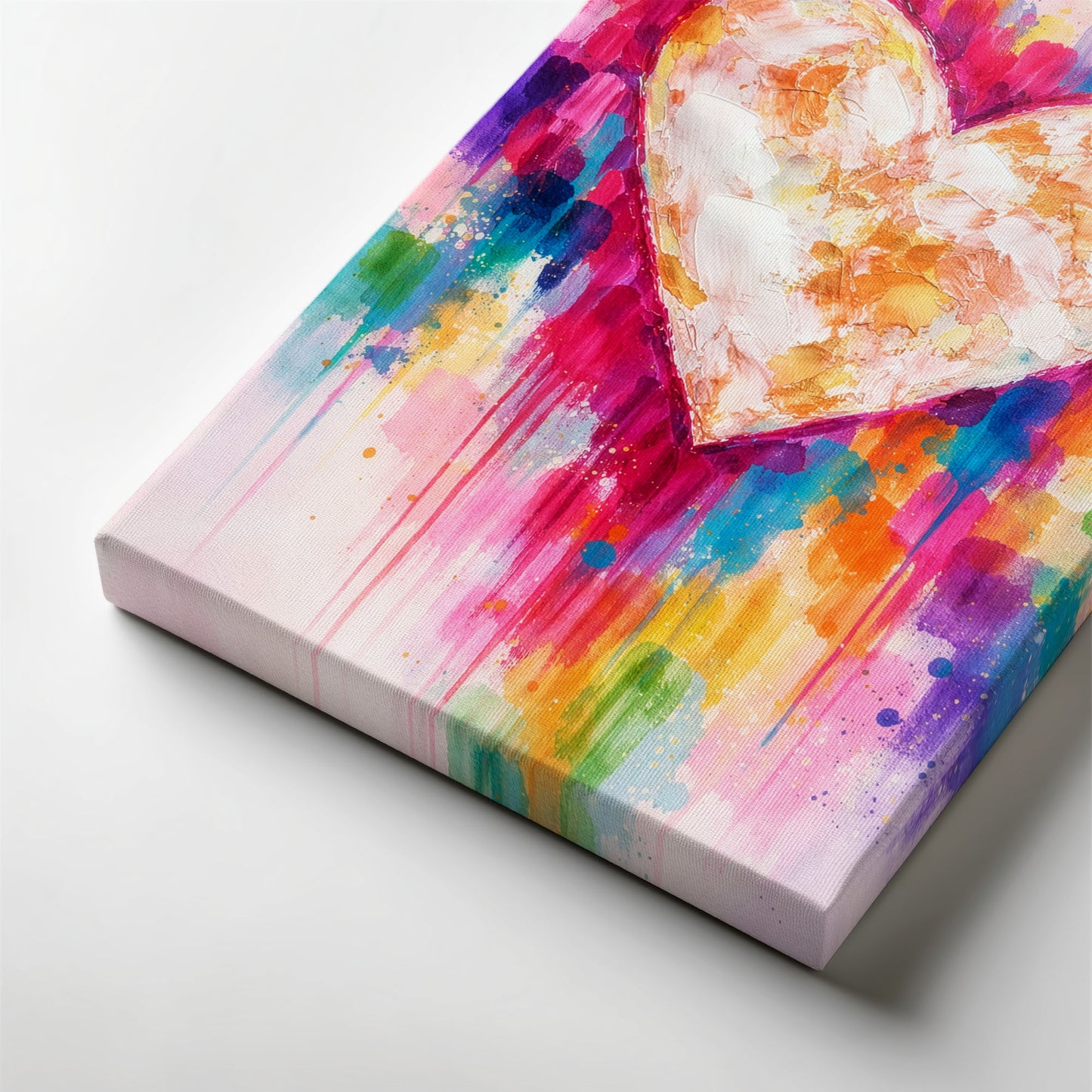 Colorful Impasto Heart Canvas Wall Art – Textured Abstract Love Painting