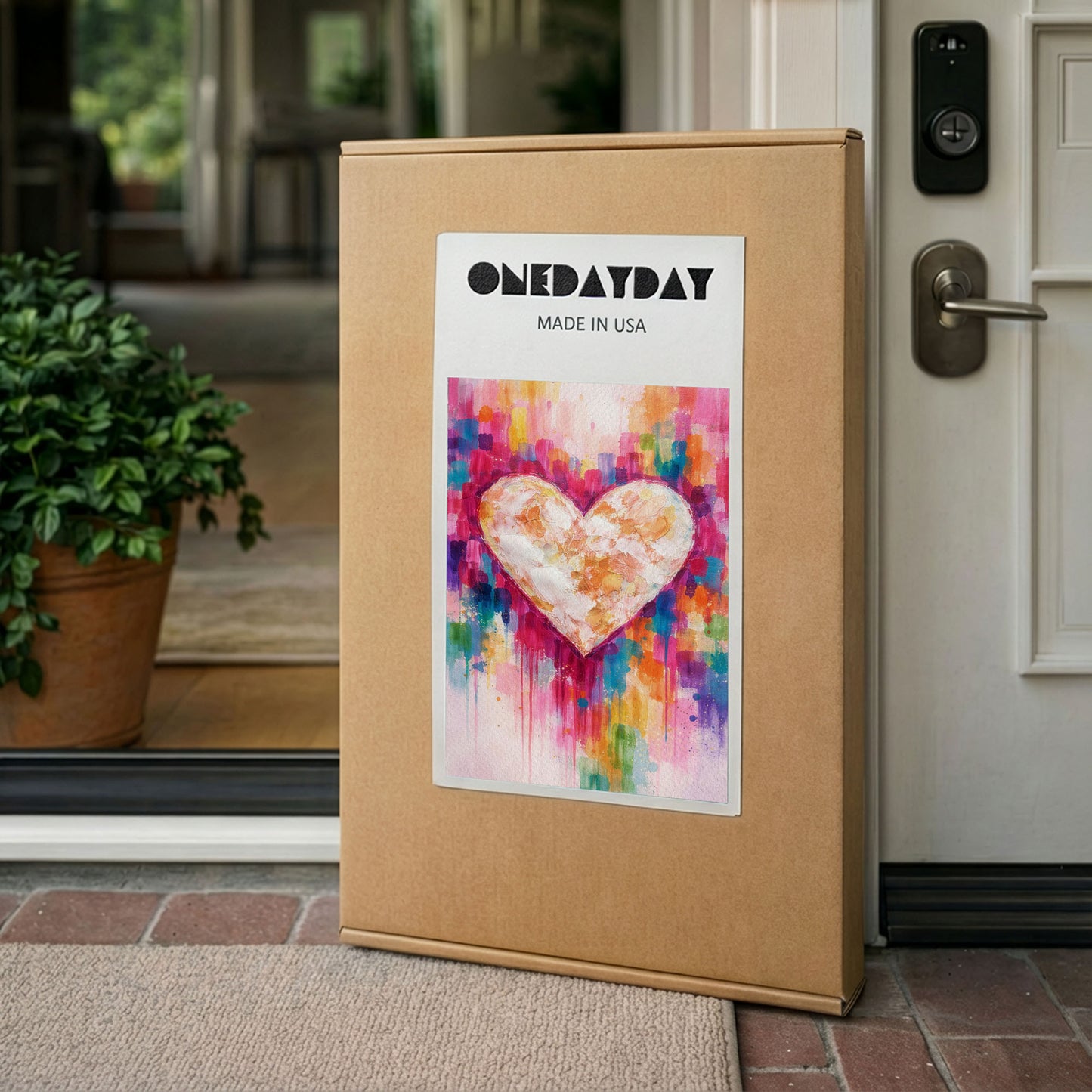 Colorful Impasto Heart Canvas Wall Art – Textured Abstract Love Painting