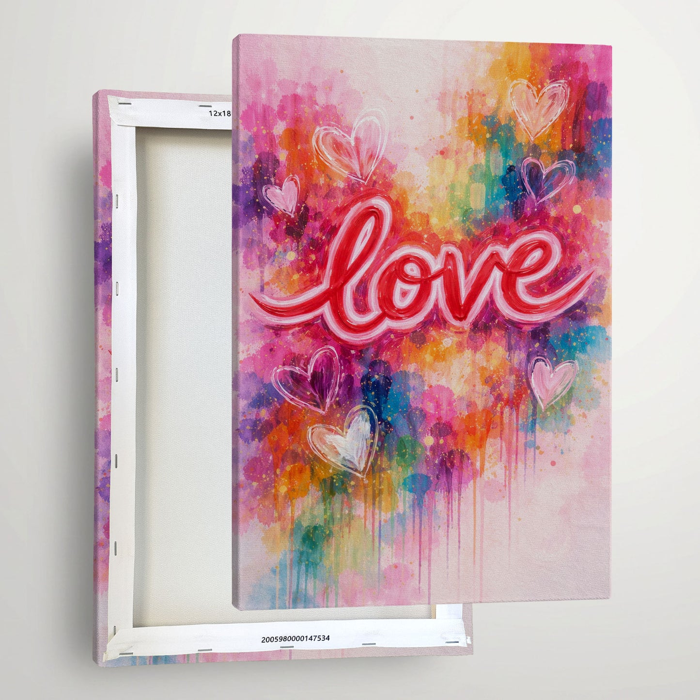 LOVE Typography Canvas Wall Art – Colorful Modern Love Quote Art