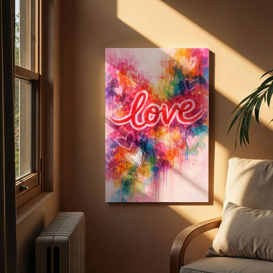 LOVE Typography Canvas Wall Art – Colorful Modern Love Quote Art