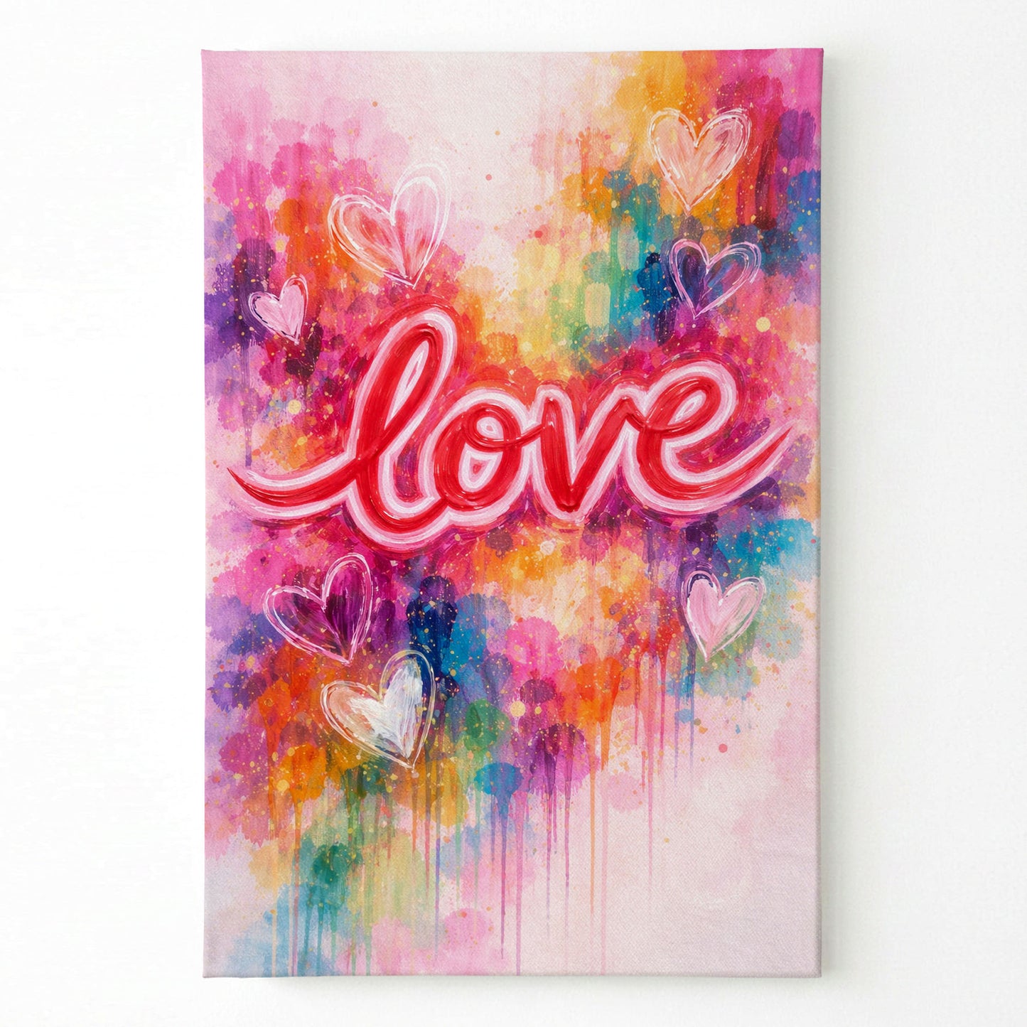 LOVE Typography Canvas Wall Art – Colorful Modern Love Quote Art
