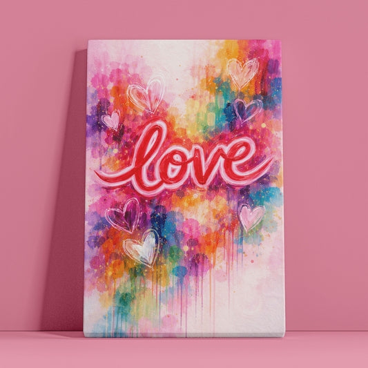 LOVE Typography Canvas Wall Art – Colorful Modern Love Quote Art