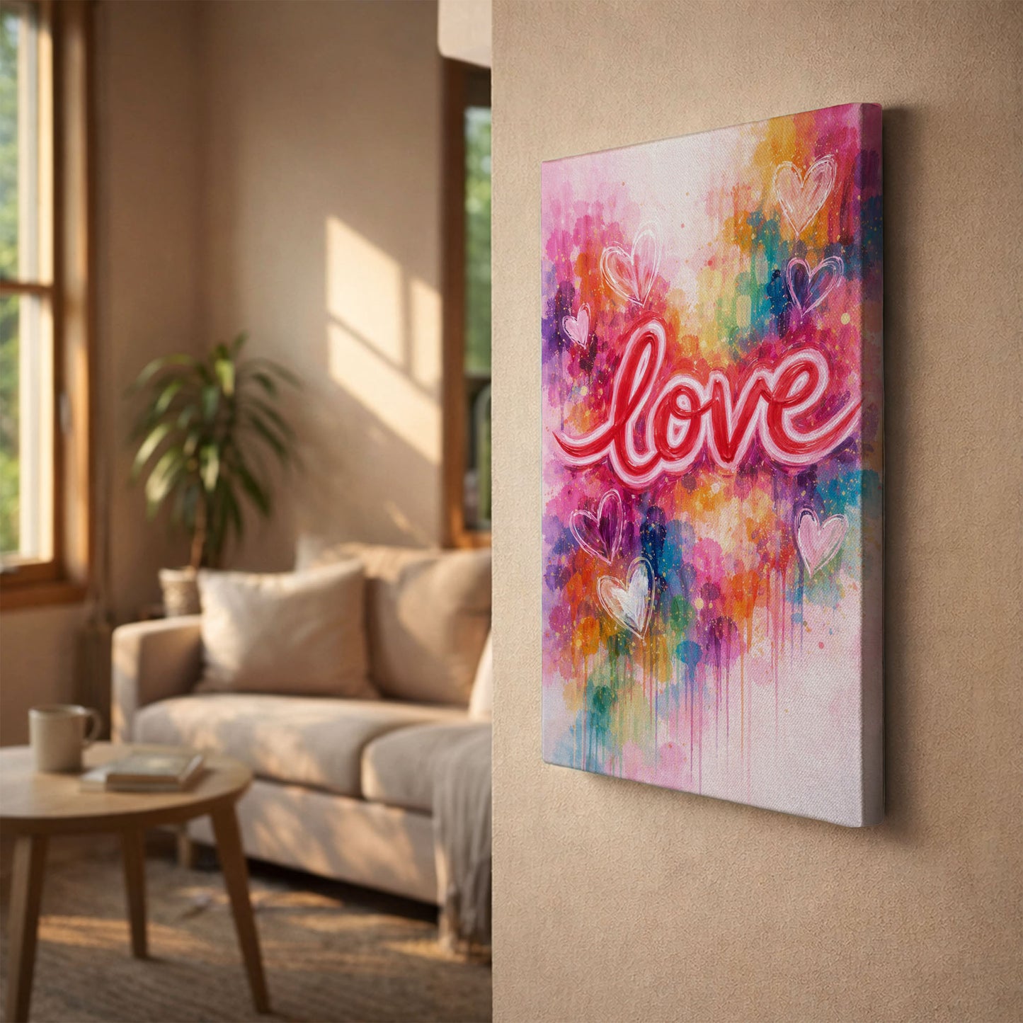 LOVE Typography Canvas Wall Art – Colorful Modern Love Quote Art