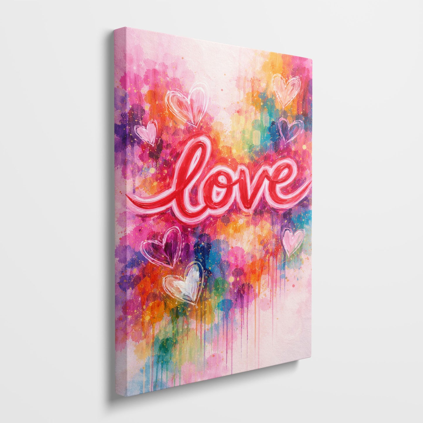 LOVE Typography Canvas Wall Art – Colorful Modern Love Quote Art