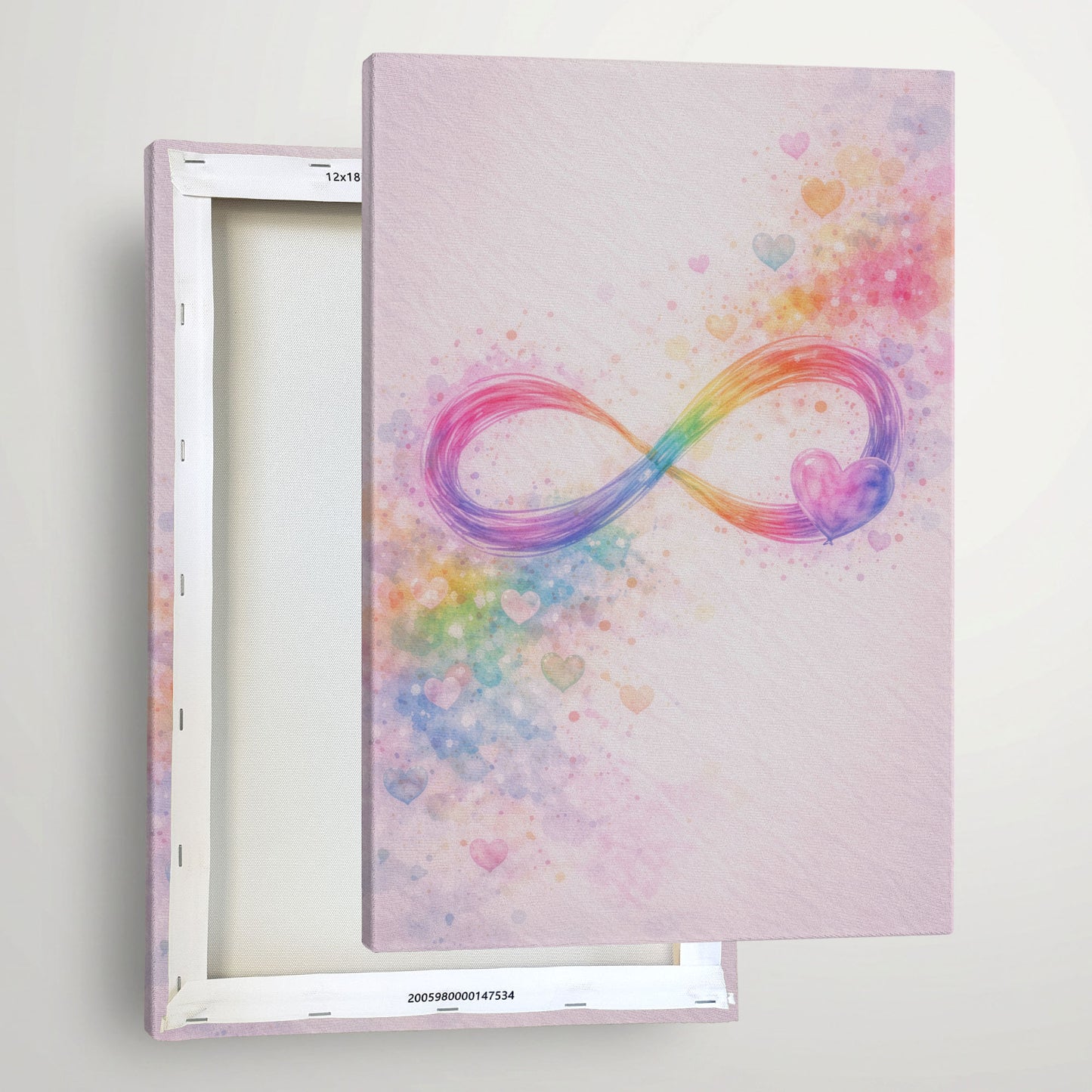 Infinity Love Canvas Wall Art – Rainbow Abstract Heart Symbol Decor