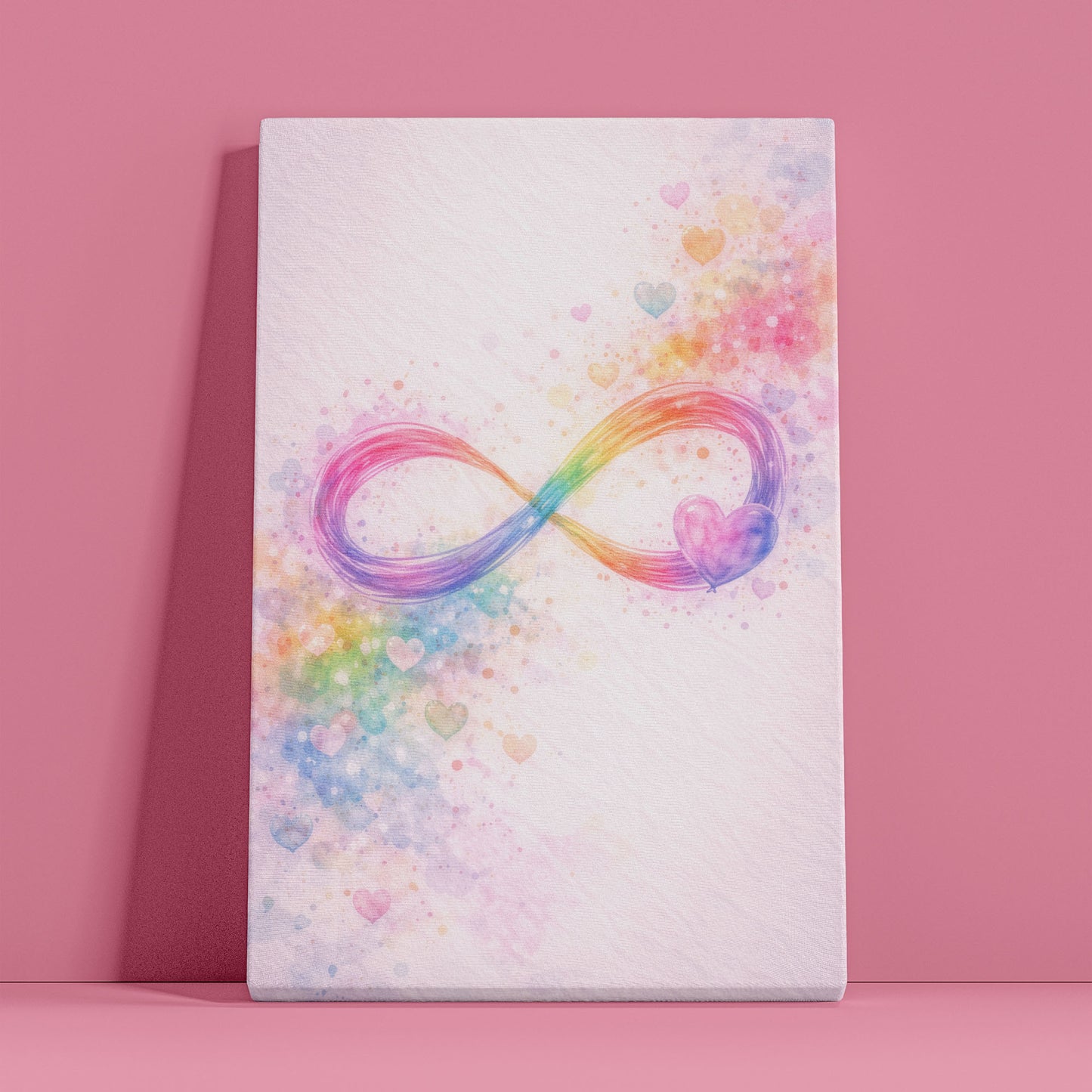 Infinity Love Canvas Wall Art – Rainbow Abstract Heart Symbol Decor