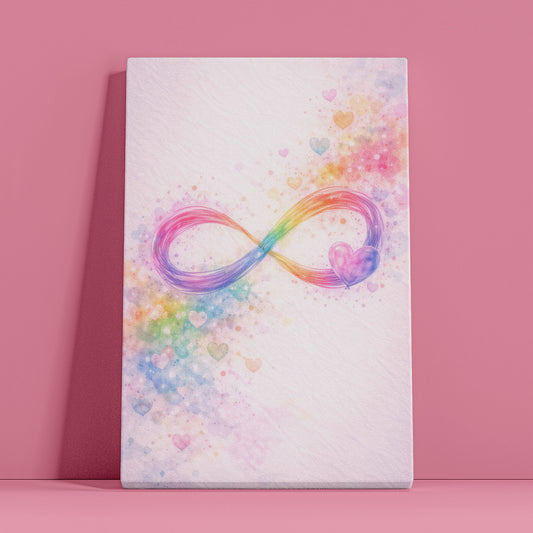 Infinity Love Canvas Wall Art – Rainbow Abstract Heart Symbol Decor