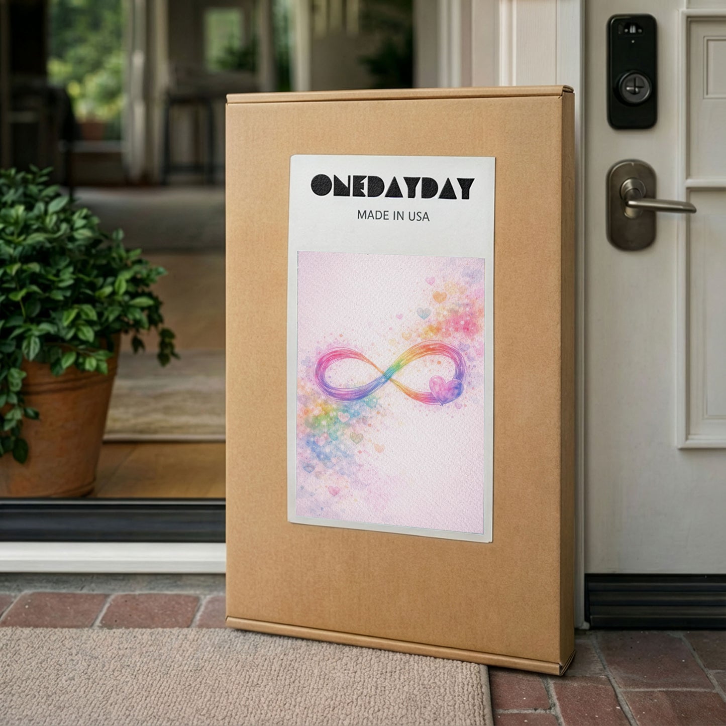 Infinity Love Canvas Wall Art – Rainbow Abstract Heart Symbol Decor