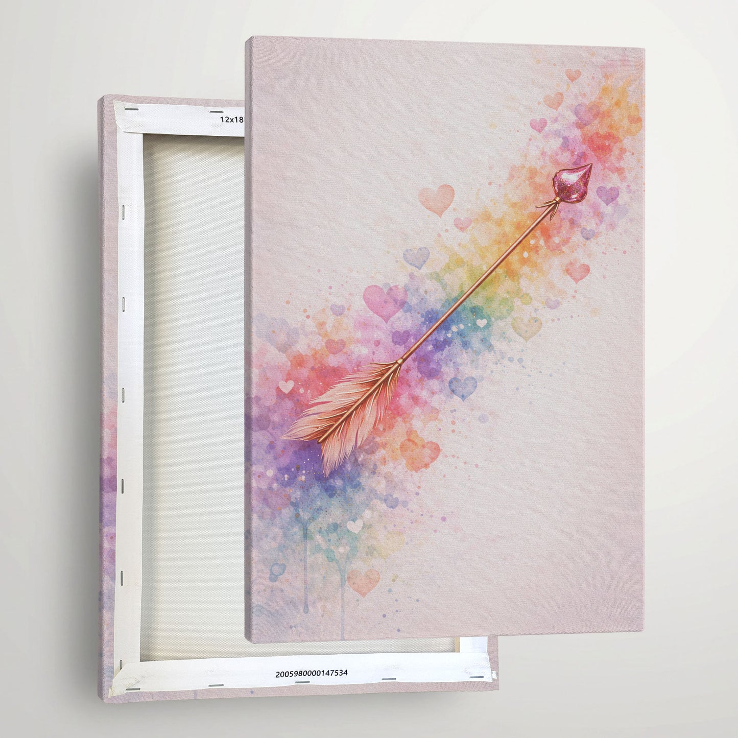 Cupid Arrow Heart Canvas Wall Art – Soft Romantic Abstract Love Art