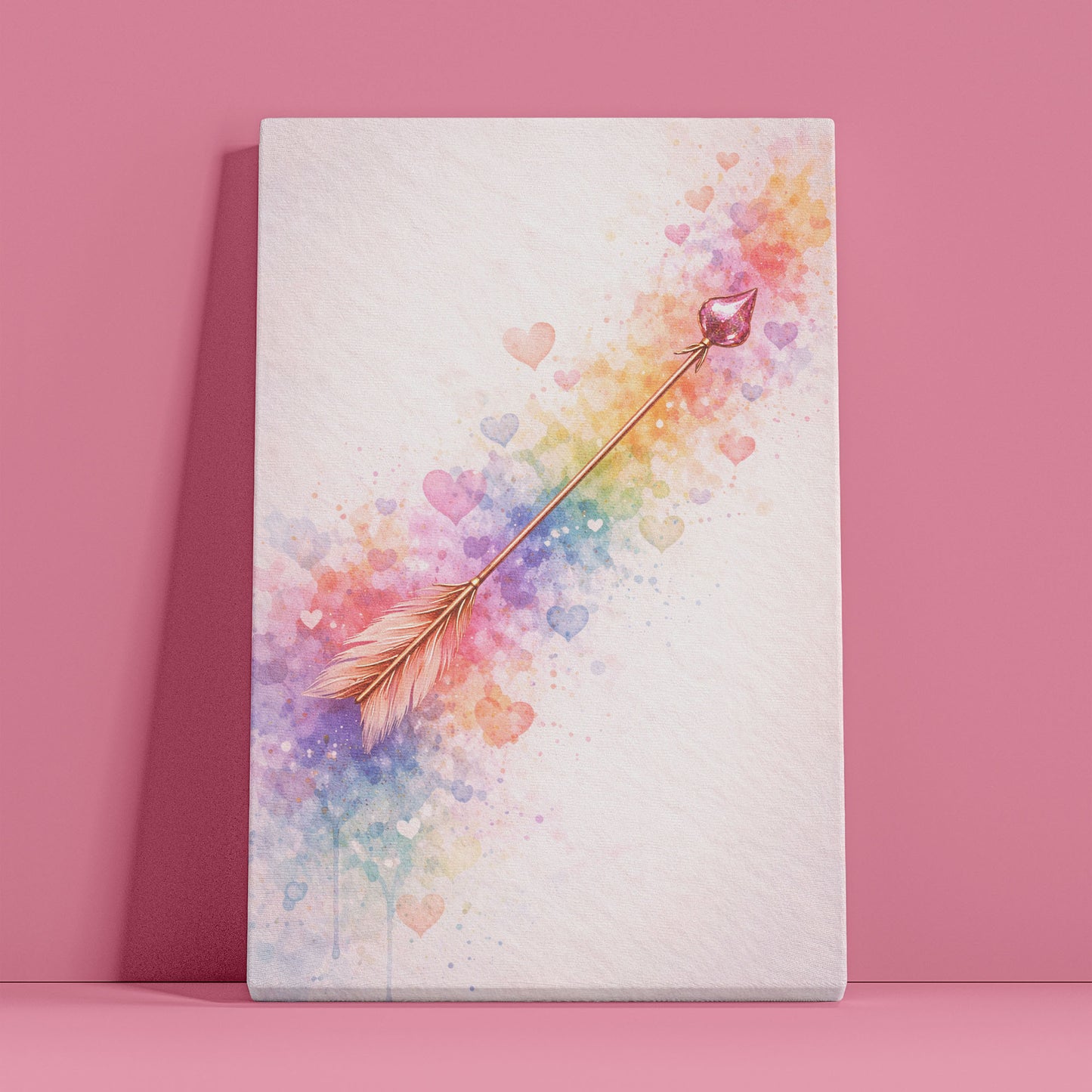Cupid Arrow Heart Canvas Wall Art – Soft Romantic Abstract Love Art