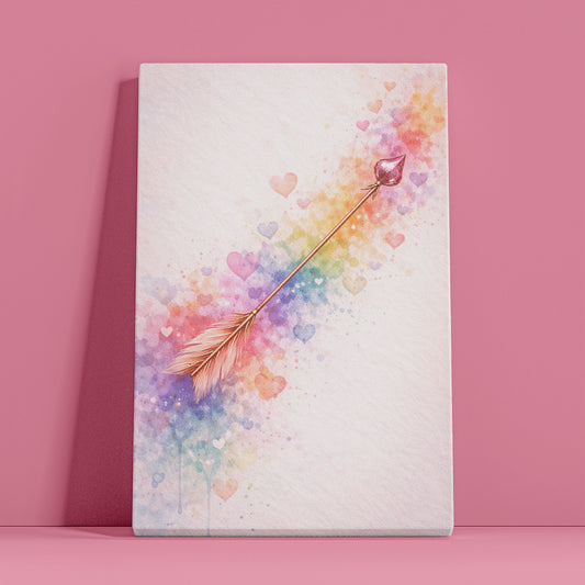 Cupid Arrow Heart Canvas Wall Art – Soft Romantic Abstract Love Art