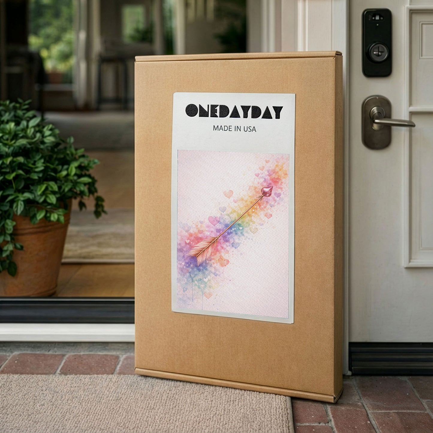 Cupid Arrow Heart Canvas Wall Art – Soft Romantic Abstract Love Art